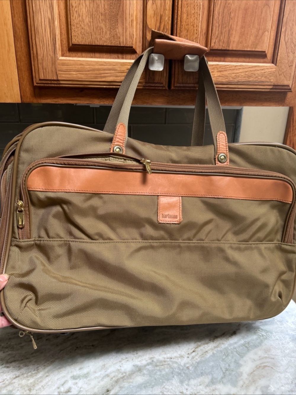 Hartmann Luggage Carry On luggage Leather Tan Nylon 4 Compartment Expanding Bag